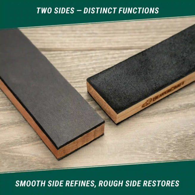 BeaverCraft Pocket Dual-Sided Leather Paddle Strop with Two Polishing Compounds - LS9P02 - Image 3