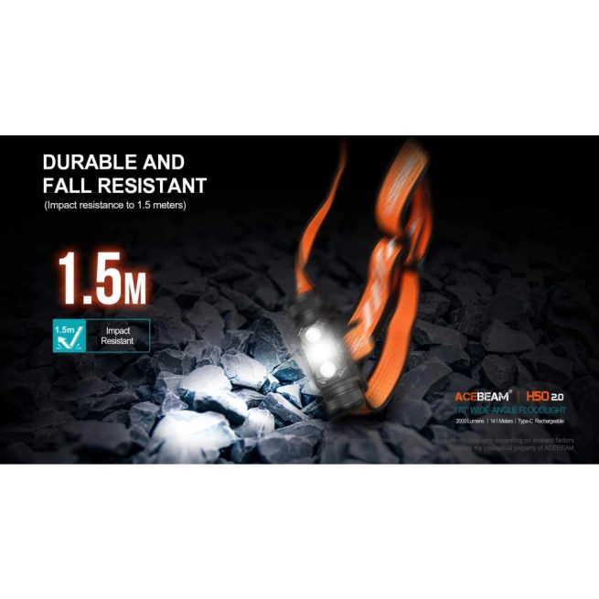 AceBeam H50 2.0 High Performance Rechargeable Spot/Flood High CRI Headlamp (2000 Lumens, 141 Metres) - Image 11
