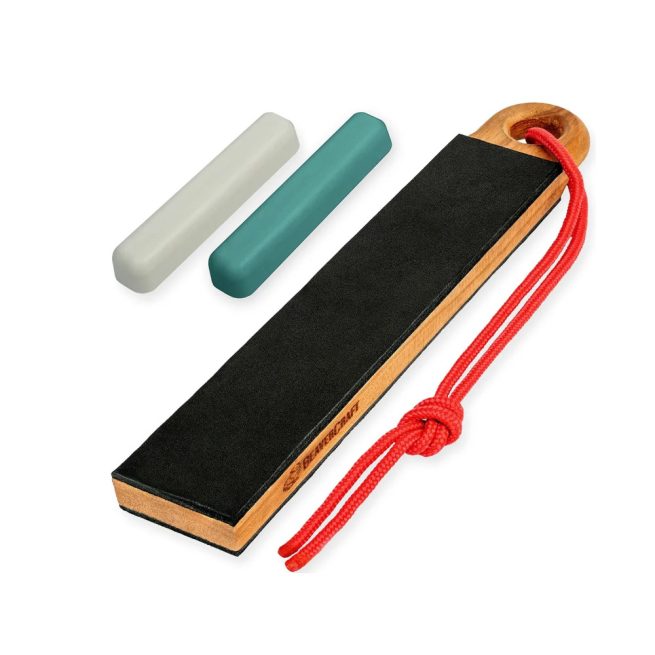 BeaverCraft Pocket Dual-Sided Leather Paddle Strop with Two Polishing Compounds - LS9P02