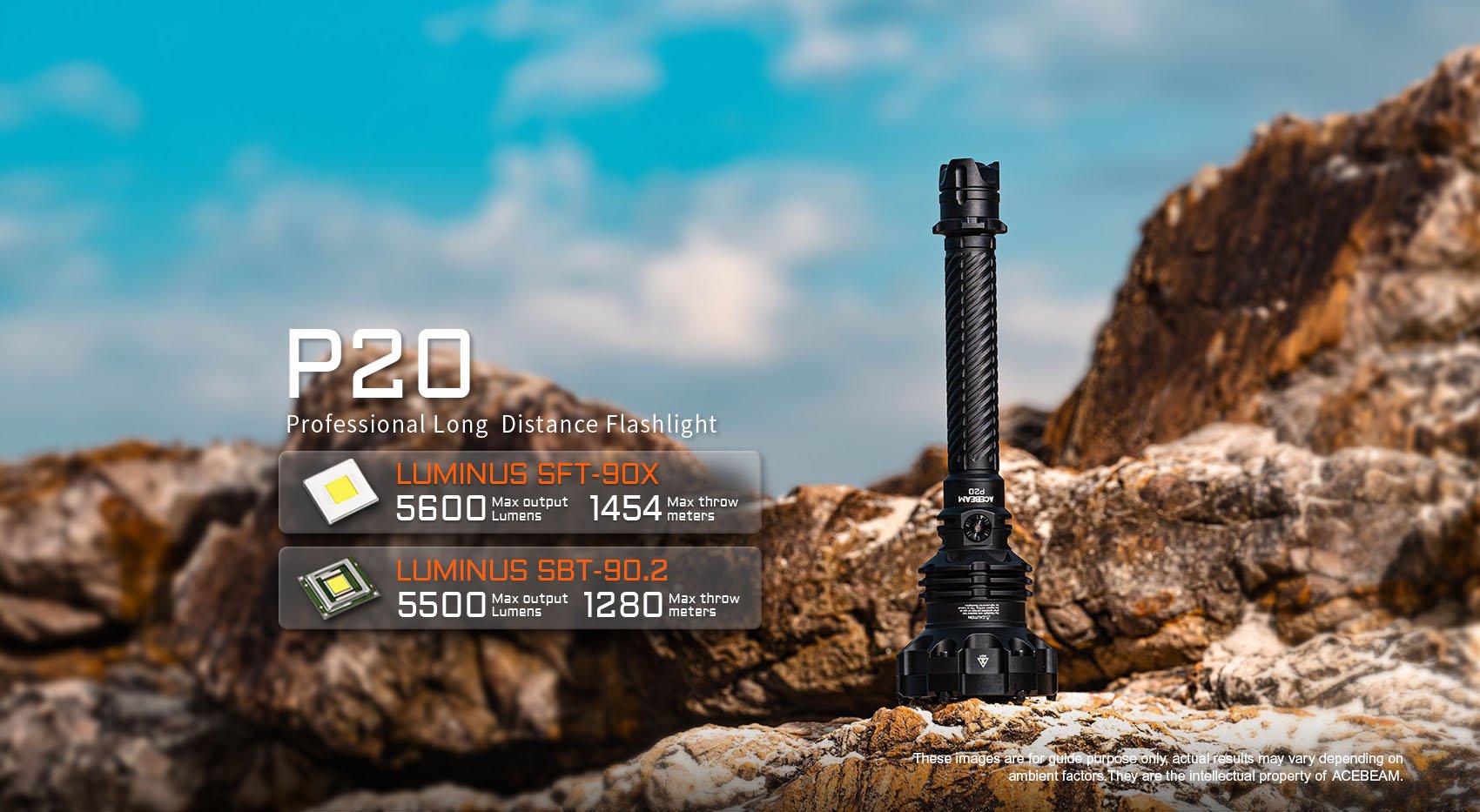 AceBeam P20 Professional Long Range Flashlight  (5600 Lumens, 1454 Metres) - Image 3