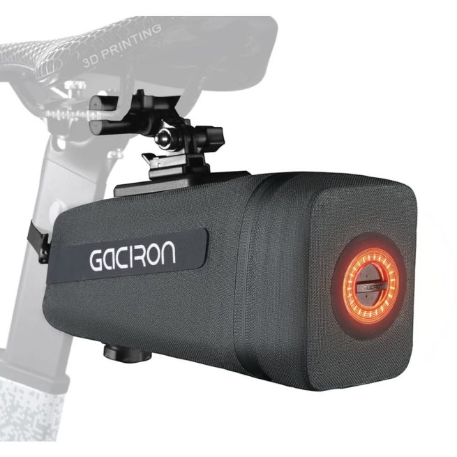 Gaciron Bird Nest 200, Cycling Saddle Bag with Motion Sensor Tail Light - Black - Image 17