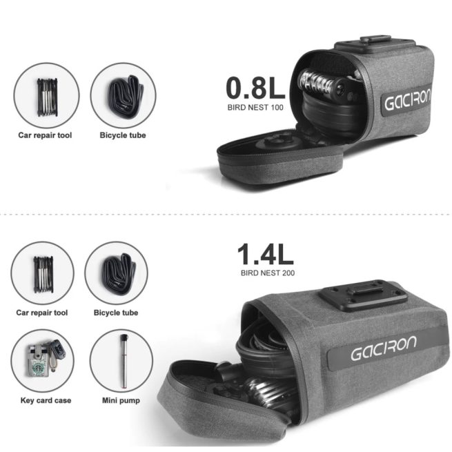 Gaciron Bird Nest 200, Cycling Saddle Bag with Motion Sensor Tail Light - Black - Image 19