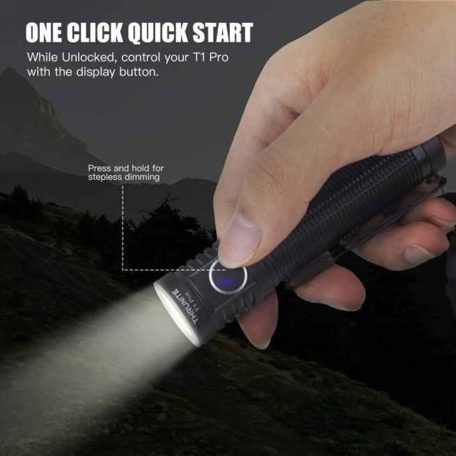 ThruNite T1 Pro Rechargeable Pocket Light with Stepless Dimming and Magnetic Base (1920 Lumens, 196 Metres) - Image 4