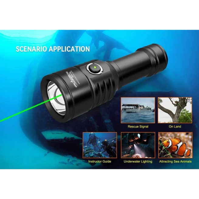 OrcaTorch D570-GL 2.0 Dive Light with White Light (1500 Lumens) and Green Laser Light (1000 Metres) - Image 18