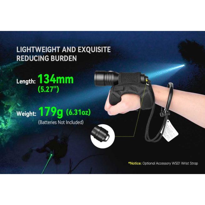 OrcaTorch D570-GL 2.0 Dive Light with White Light (1500 Lumens) and Green Laser Light (1000 Metres) - Image 14