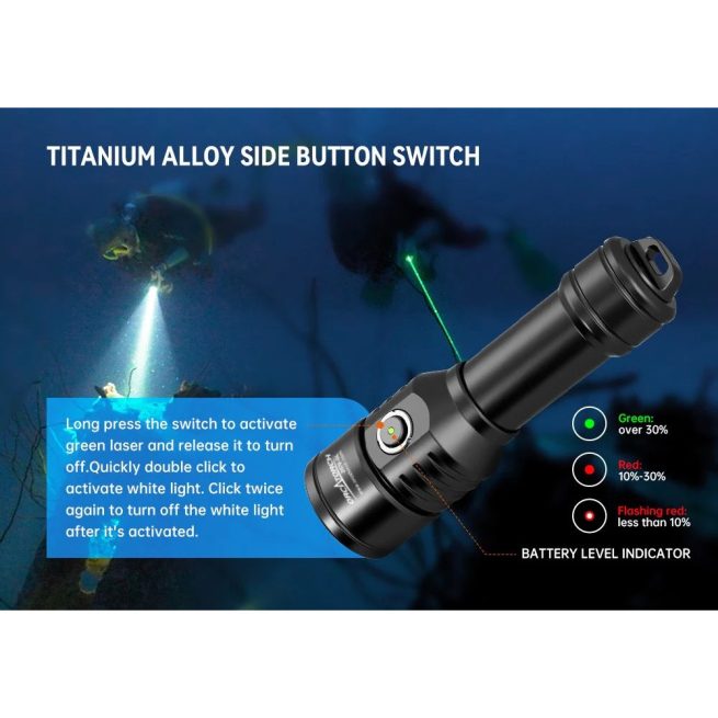 OrcaTorch D570-GL 2.0 Dive Light with White Light (1500 Lumens) and Green Laser Light (1000 Metres) - Image 7