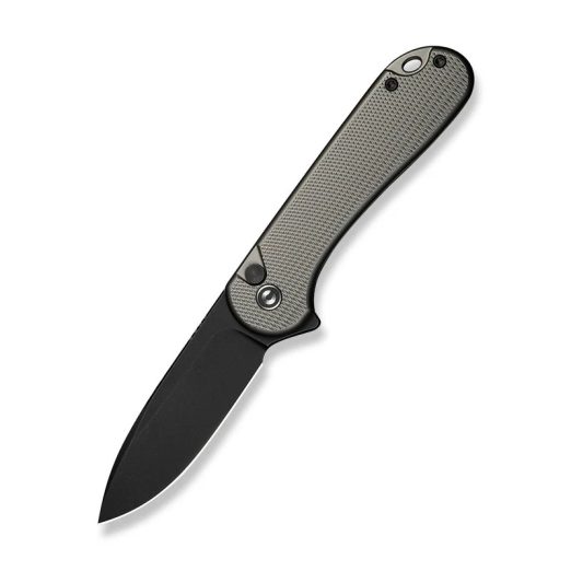 CIVIVI Button Lock Elementum II C18062PD-1, 2.96" Black Stonewashed Nitro-V Blade, Grey Textured Aluminium Handles