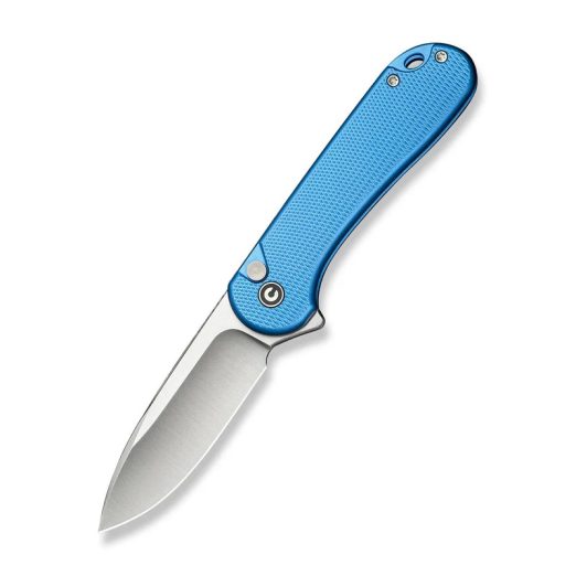 CIVIVI Button Lock Elementum II C18062PD-2, 2.96" Satin Nitro-V Blade, Blue Textured Aluminium Handles