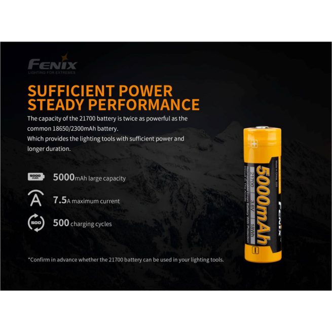 Fenix 21700 5000mAh Li-ion Rechargeable Battery ARB-L21-5000 - Image 2