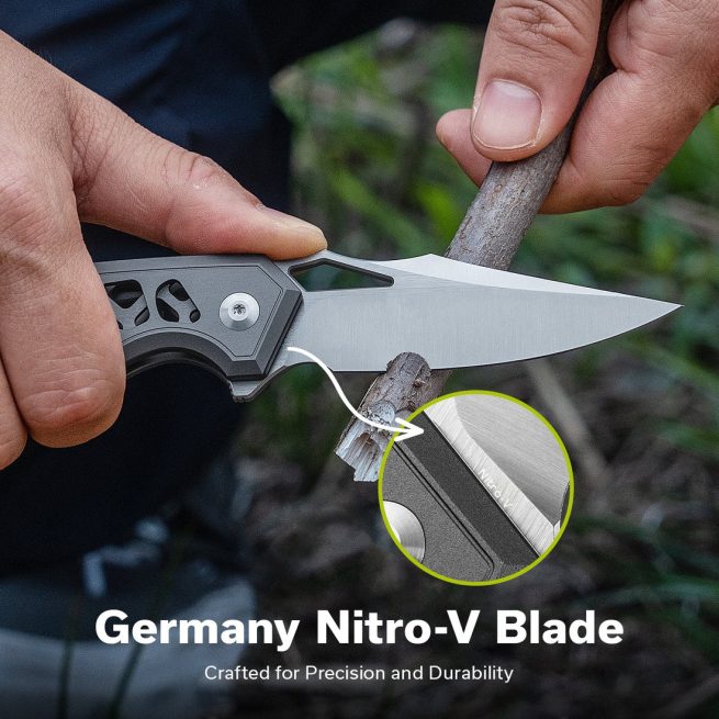 CIVIVI Anaaki C24039-2, 2.98" Nitro-V Blade, Grey Aluminium Handle, Button Lock - Image 7