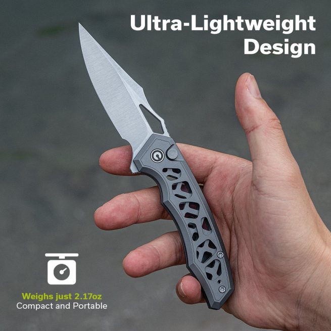 CIVIVI Anaaki C24039-2, 2.98" Nitro-V Blade, Grey Aluminium Handle, Button Lock - Image 3