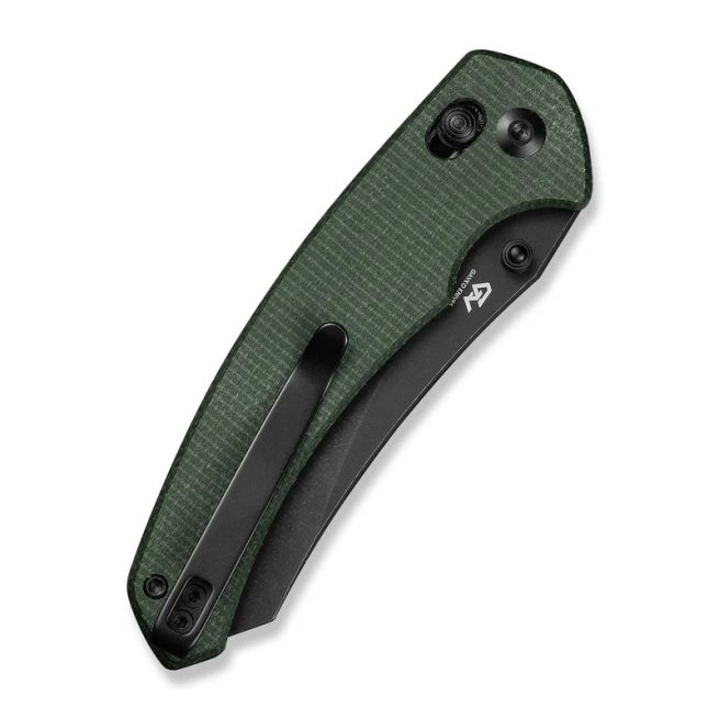 CIVIVI Sixgill C24050-3, 3.41" Black Stonewashed Nitro-V Blade, Green Canvas Micarta Handle, Crossbar Lock - Image 2