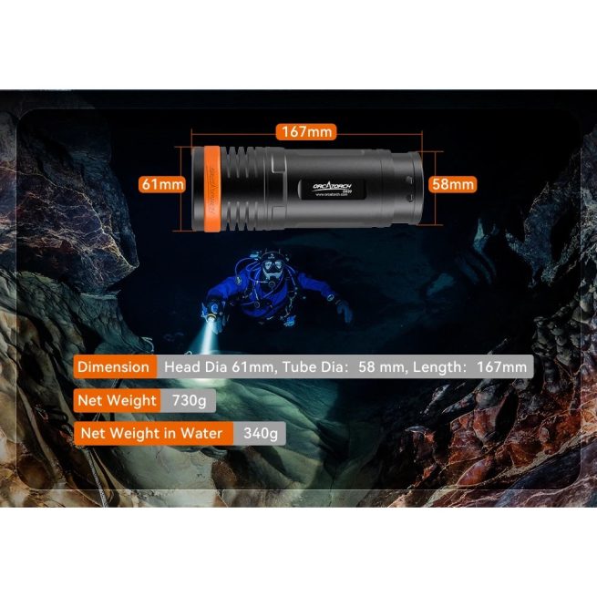 OrcaTorch D920 Cordless Primary Dive Light (5000 Lumens, 424 Metres) - Image 13