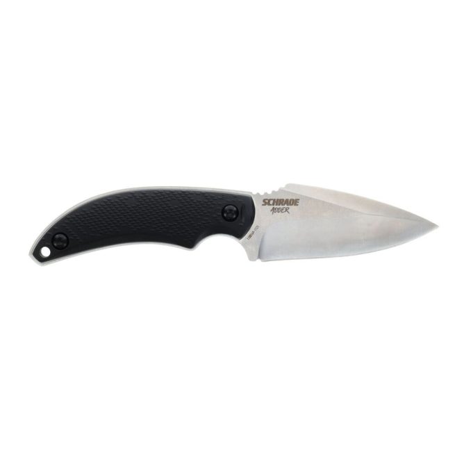 Schrade Delta Class Adder Fixed Blade 2.75" Satin AUS-10 Blade, Black Polymer Handles, Injection Moulded Pouch 1182521 - Image 4