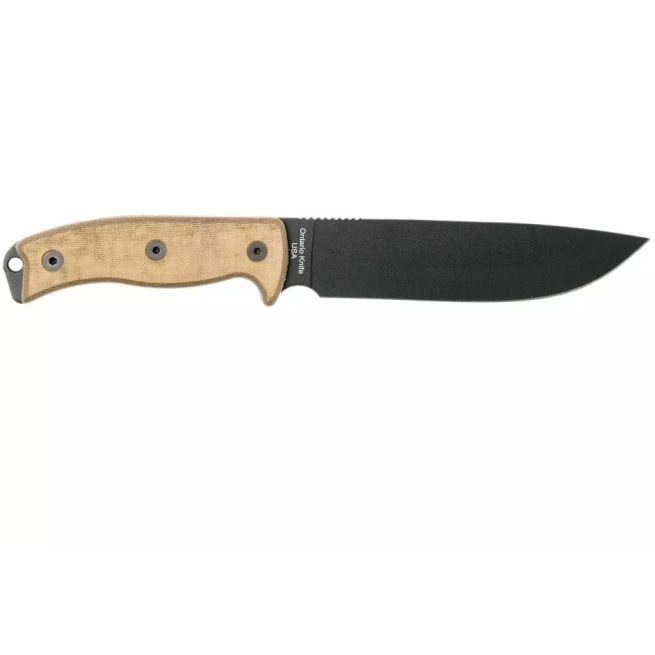 Ontario Knife Co. RAT 7 - 7.2" Powder Coated Carbon Steel Blade, Tan Micarta Handle, MOLLE Compatible Pouch - 8668 - Image 7