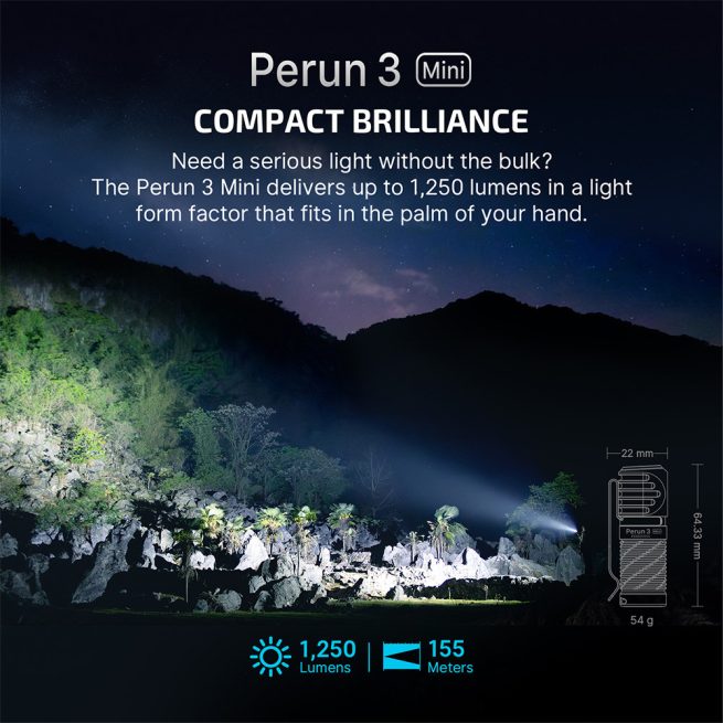 Olight Perun 3 MINI CW Rechargeable Red and White LED Headlamp, Black (1250 Lumens, 155 Metres) - Image 3