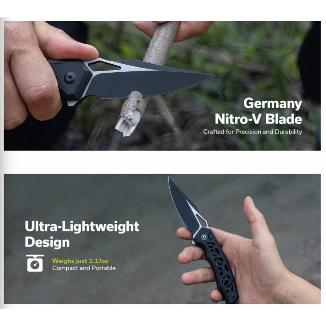 CIVIVI Anaaki C24039-2, 2.98" Nitro-V Blade, Grey Aluminium Handle, Button Lock - Image 9