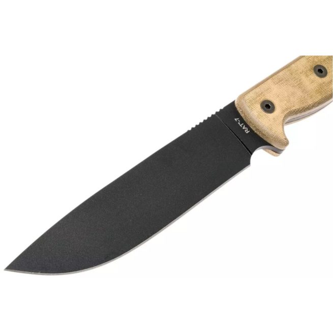 Ontario Knife Co. RAT 7 - 7.2" Powder Coated Carbon Steel Blade, Tan Micarta Handle, MOLLE Compatible Pouch - 8668 - Image 6