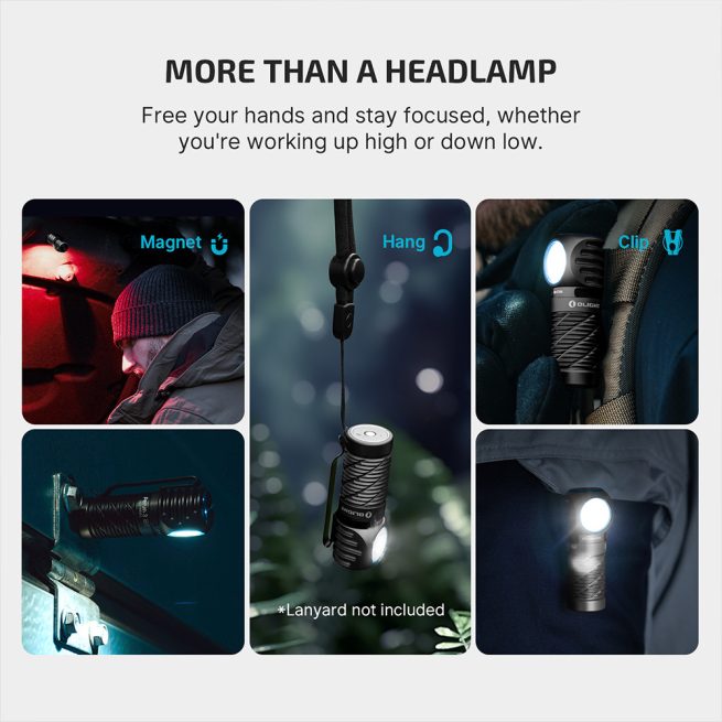 Olight Perun 3 MINI CW Rechargeable Red and White LED Headlamp, Black (1250 Lumens, 155 Metres) - Image 7