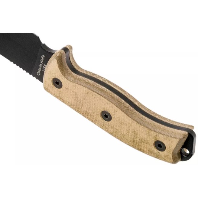Ontario Knife Co. RAT 7 - 7.2" Powder Coated Carbon Steel Blade, Tan Micarta Handle, MOLLE Compatible Pouch - 8668 - Image 5