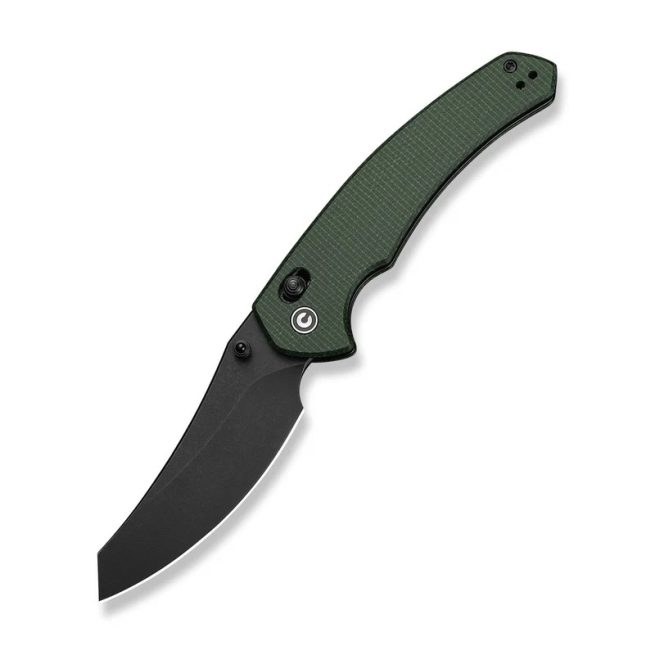 CIVIVI Sixgill C24050-3, 3.41" Black Stonewashed Nitro-V Blade, Green Canvas Micarta Handle, Crossbar Lock