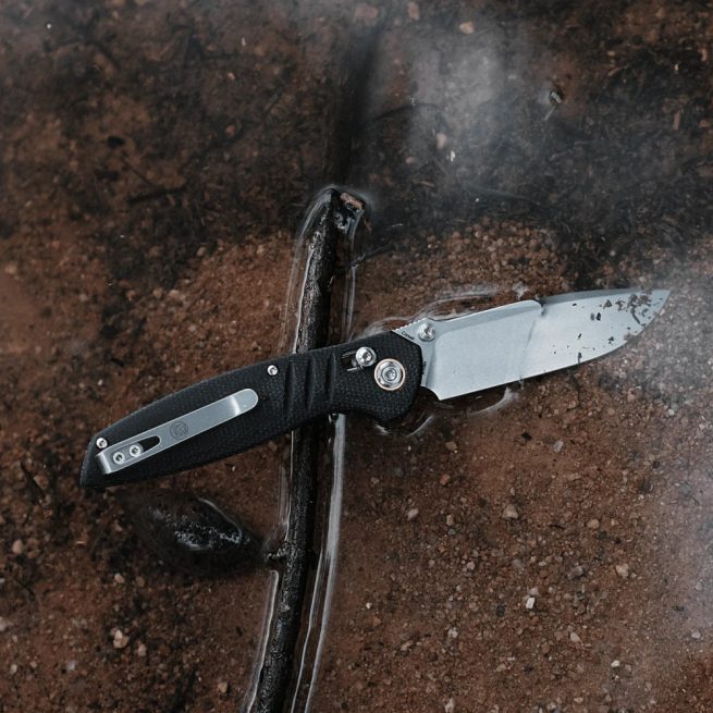 Vosteed Corsair - 3.25" Stonewash Nitro-V Blade, Black Micarta Handle, Crossbar Lock - CS29NWMK - Image 11