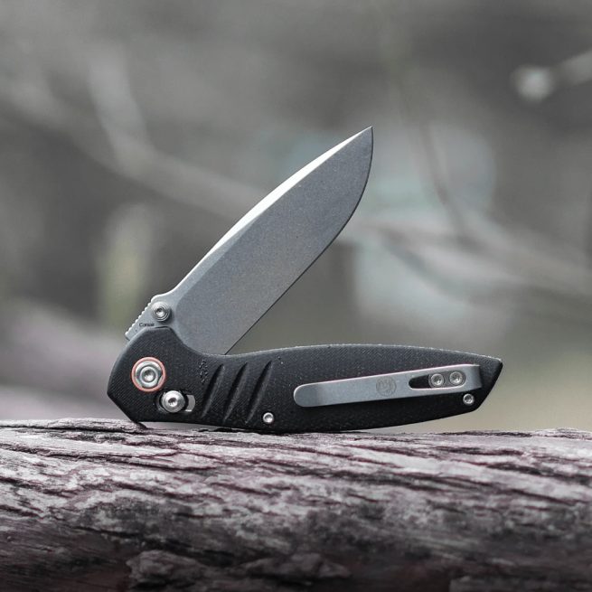 Vosteed Corsair - 3.25" Stonewash Nitro-V Blade, Black Micarta Handle, Crossbar Lock - CS29NWMK - Image 10