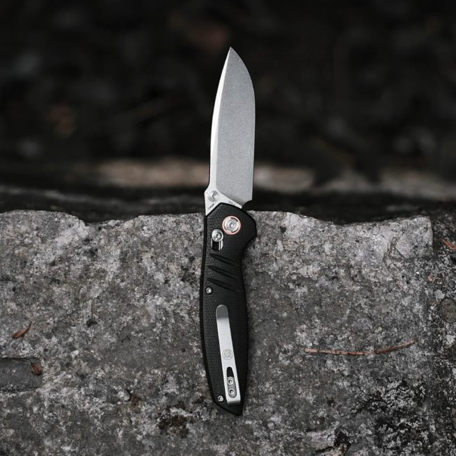 Vosteed Corsair - 3.25" Stonewash Nitro-V Blade, Black Micarta Handle, Crossbar Lock - CS29NWMK - Image 2