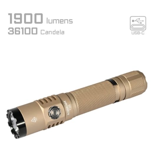 AceBeam T35 Desert Tactical Compact Flashlight - 1900 Lumens, 380 Metres