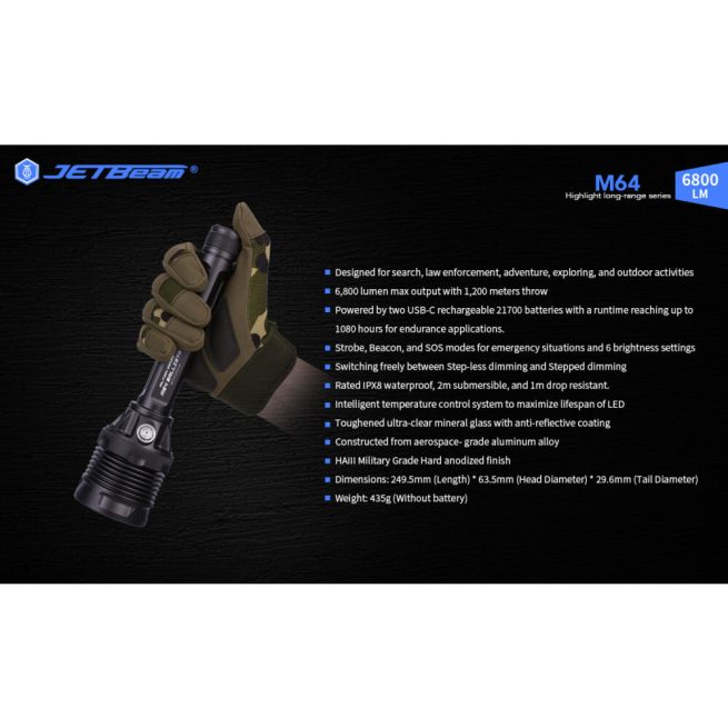 JETBeam M64 Search Light (6800 Lumens, 1200 Metres) - Image 6