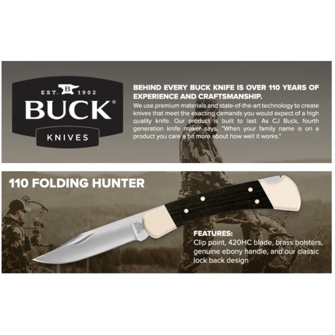 Buck Folding Hunter with Leather Pouch 110BRS - Image 11