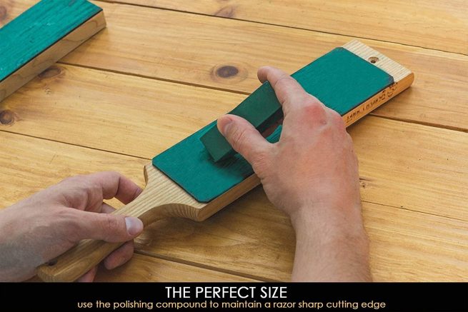 BeaverCraft Dual-Sided Leather Paddle Strop with Polishing Compound - LS1P1 - Image 8