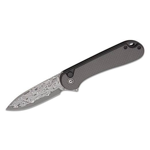 CIVIVI Button Lock Elementum II, Twill Carbon Fibre, Damascus Blade C18062PB-DS1