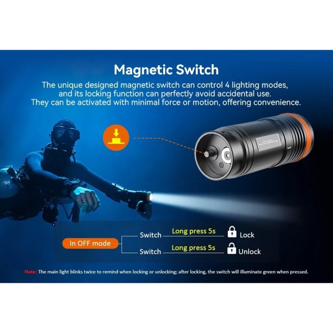 OrcaTorch D920 Cordless Primary Dive Light (5000 Lumens, 424 Metres) - Image 6