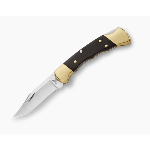 Buck Folding Ranger with Finger Grooves and Leather Pouch 112BRSFG-B