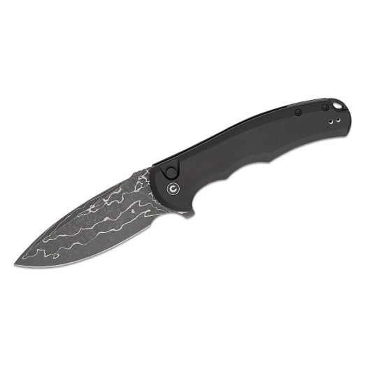 CIVIVI Button Lock Praxis C18026E-DS1, Black Aluminium with Damascus Blade