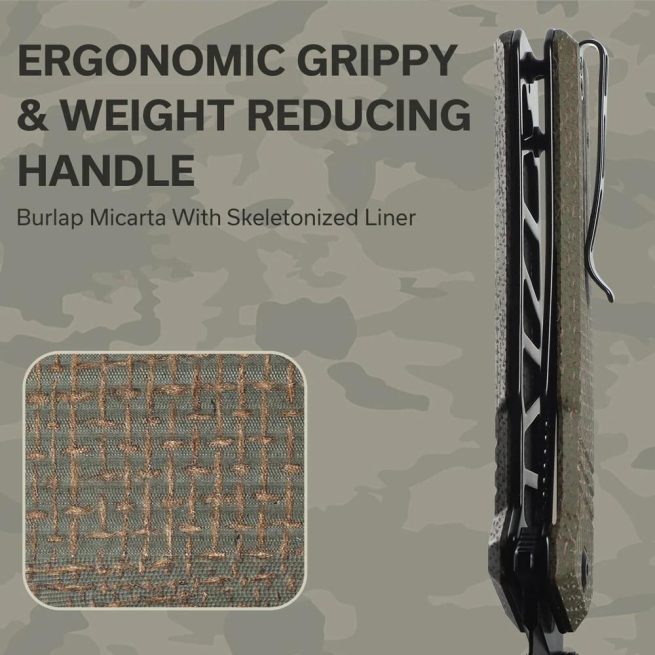 CIVIVI Bhaltair, Green Burlap Micarta with Black 14C28N Blade, C23024-3 - Image 10