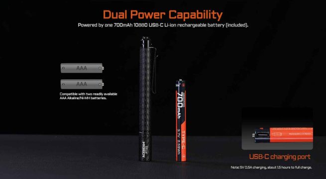 AceBeam PT20 USB-C Rechargeable Penlight - 500 Lumens, 80 Metres - Image 8