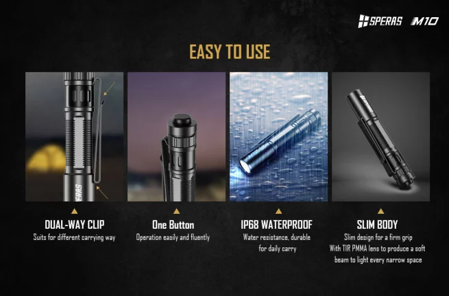 SPERAS M10 Small EDC Flashlight - 200 Lumens, 58 Metres - Image 11