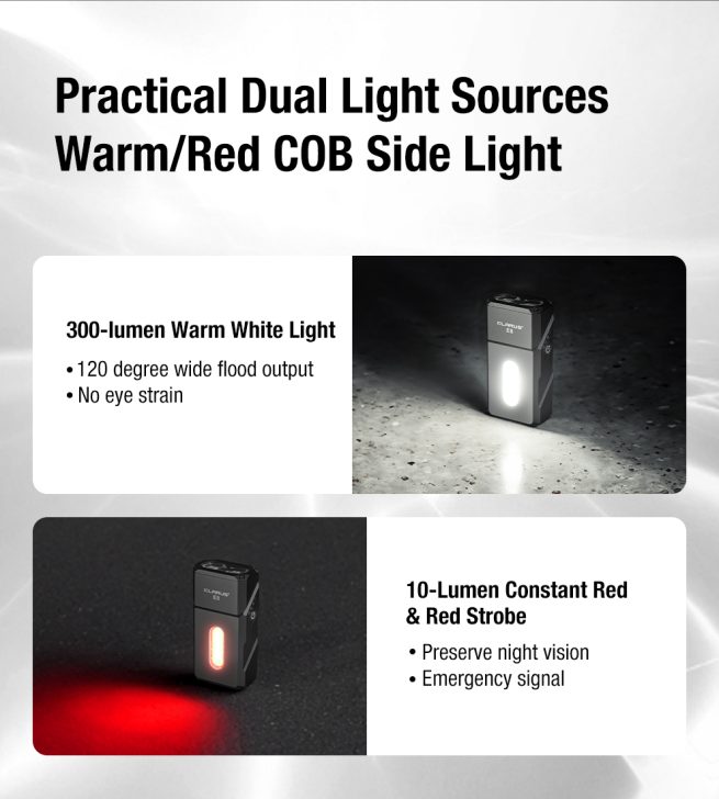Klarus E8 EDC Triple-Light Swivel-Head Flashlight Black - 1000 Lumens - Image 11