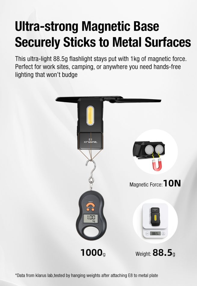 Klarus E8 EDC Triple-Light Swivel-Head Flashlight Black - 1000 Lumens - Image 15