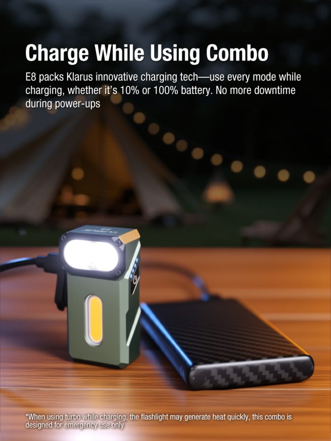 Klarus E8 EDC Triple-Light Swivel-Head Flashlight Black - 1000 Lumens - Image 13