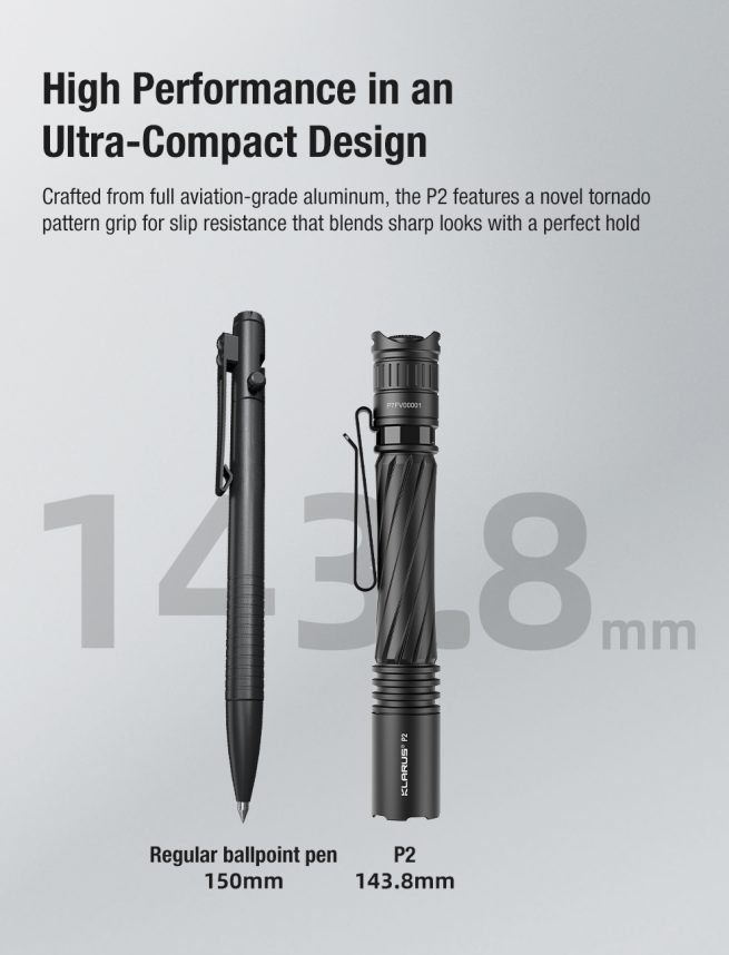 Klarus P2 EDC Compact 2AA Flashlight – 1000 Lumens, 270 Metres - Image 7