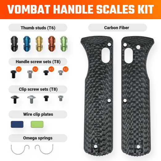 Vosteed Vombat Handle Scales Kits W0107 - Black Carbon Fibre