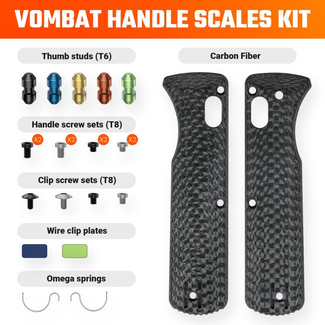 Vosteed Vombat Handle Scales Kits W0107 - Black Carbon Fibre