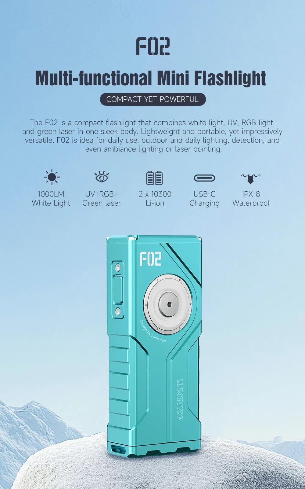 Lumintop F02 4-in-1 Mini Multifunctional Flashlight With UV RGB & Green Pointer – 1000 Lumens - Image 17