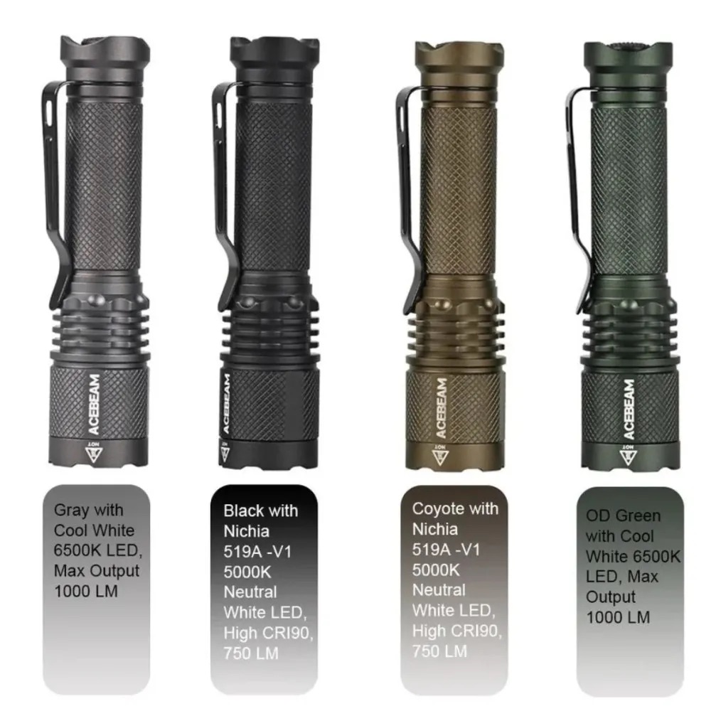 AceBeam TAC AA 2.0 Pocket EDC Flashlight – 1000 Lumens, 280 Metres (Black) - Image 7