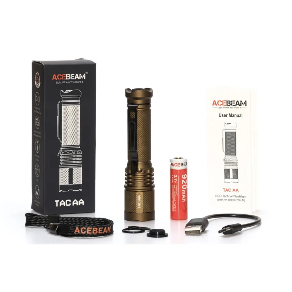 AceBeam TAC AA 2.0 Pocket EDC Flashlight – 1000 Lumens, 280 Metres (Black) - Image 8