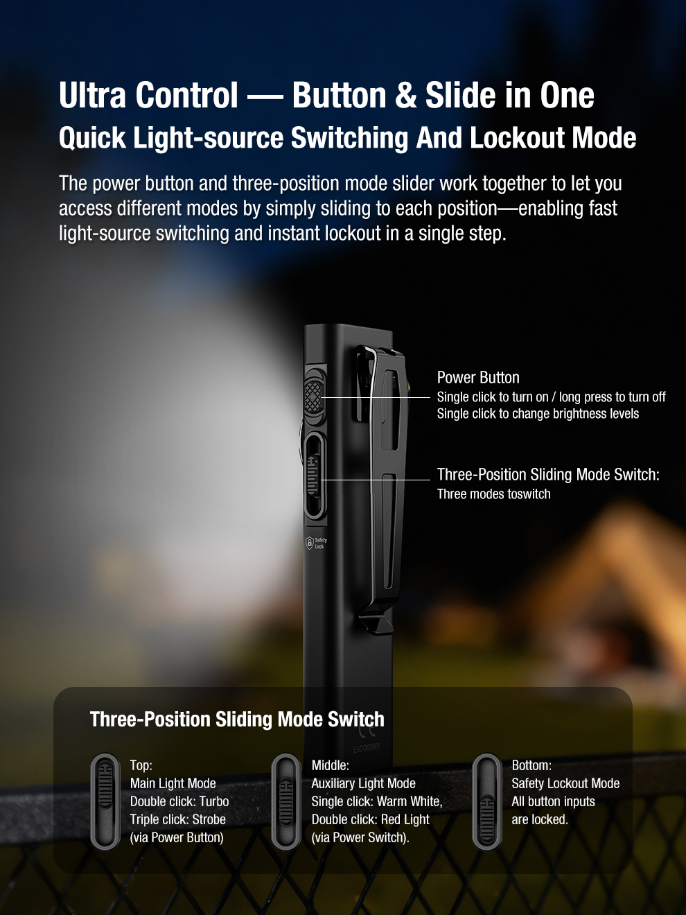 Klarus E5 Ultra Black EDC Flashlight - 850 Lumens - Image 8