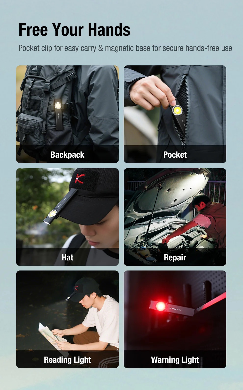 Klarus E5 Plus EDC Rechargeable Tool Light with Magnetic Base – 650 Lumens (Green) - Image 5